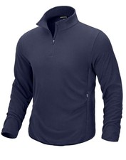 Mens Quarter Zip Pullover Fleece with 2 Zipper Pockets Long Sleeve Golf Shirt...