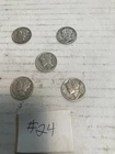 MERCURY SILVER DIMES LOT OF 5 -90% SILVER U.S.COINS 1943S, 43D,45D,45P,43P #24