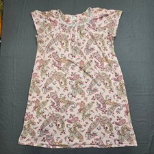 Aria Cottage Core Boho XL Nightgown Pink Paisley Print Short Sleeve 100 Cotton