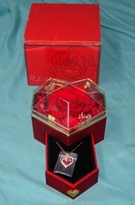 new open box Preserved Real Red Rose Gift Box with Heart Necklace Eternal Flower