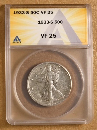 1933 S Walking Liberty Half Dollar ANACS VF25