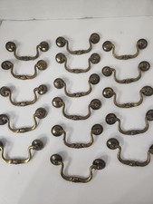 Lot of 16 KBC Vintage Brass Chippendale Ornate Bail Pull Drawer Handles, screws