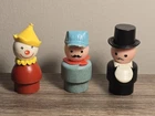Fisher Price Wood Little People TRAIN, CLOWN & RINGMASTER Original VTG Toy 1976