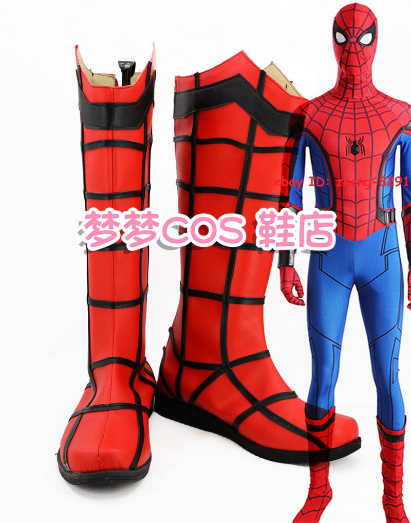 Spider-Man: Homecoming Zapatos de Cosplay Rojo Botas Largas Personalizadas Para Hombre Botas de Cuero Nuevas