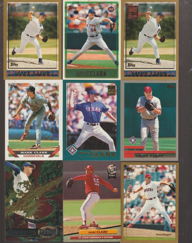 MARK CLARK LOT OF 95 BASEBALL CARDS 30 DIFFERENT CARDINALS METS RANGERS ILLINOIS