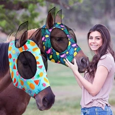 2 Pieces Horse Fly Masks for Horses Soft Fly Masks for Horses with Ears Smooth