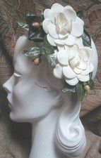 Genuine Vintage 1940's Cream Linen Gardenia Flowers Hair Clip, Billie Holiday