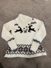Ralph Lauren Christmas Reindeer Sweater Kids Girls 5T EUC 100 Cotton Knit