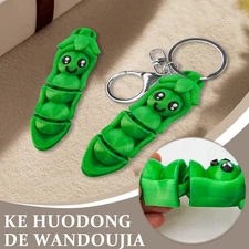Adorable Bendable Rotatable Durable Matte Poseable Movable Pea Pod With Keychain
