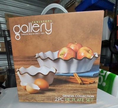 Tabletops Gallery 2pc Pie Plate Set Geneva Collection New In Box