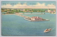 1939 St. Petersburg FL Million Dollar Pier Tichnor Linen Postcard Vintage