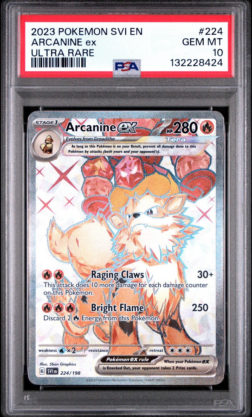 2023 POKEMON SVI EN-SCARLET & VIOLET ULTRA RARE #224 ARCANINE EX PSA 10