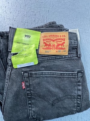 Levi's 502 Performance Slightly Tapered Jeans Men 32x32 Black Denim Regular Fit