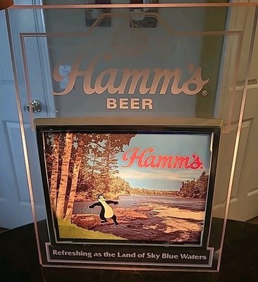 VTG Hamms Beer Lighted Sign ''TOE IN THE WATER'' Works Great GUC