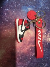 Nike Red/White/Black Sneaker Key Chain Keyring w/ Logo Strap Basketball