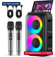Karaoke Machine, Bluetooth Speaker with 2 Wireless Microphones Adults Kids
