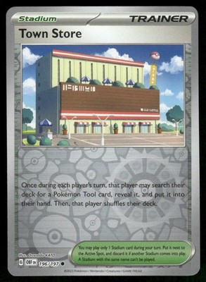 TOWN STORE 196/197 COMMON OBSIDIAN FLAMES POKEMON REVERSE HOLO NEAR MINT