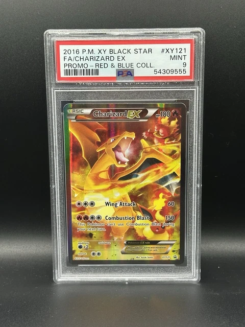 2016 Pokemon XY Black Star Promo Charizard EX Red & Blue Coll. FA #XY121 PSA 9