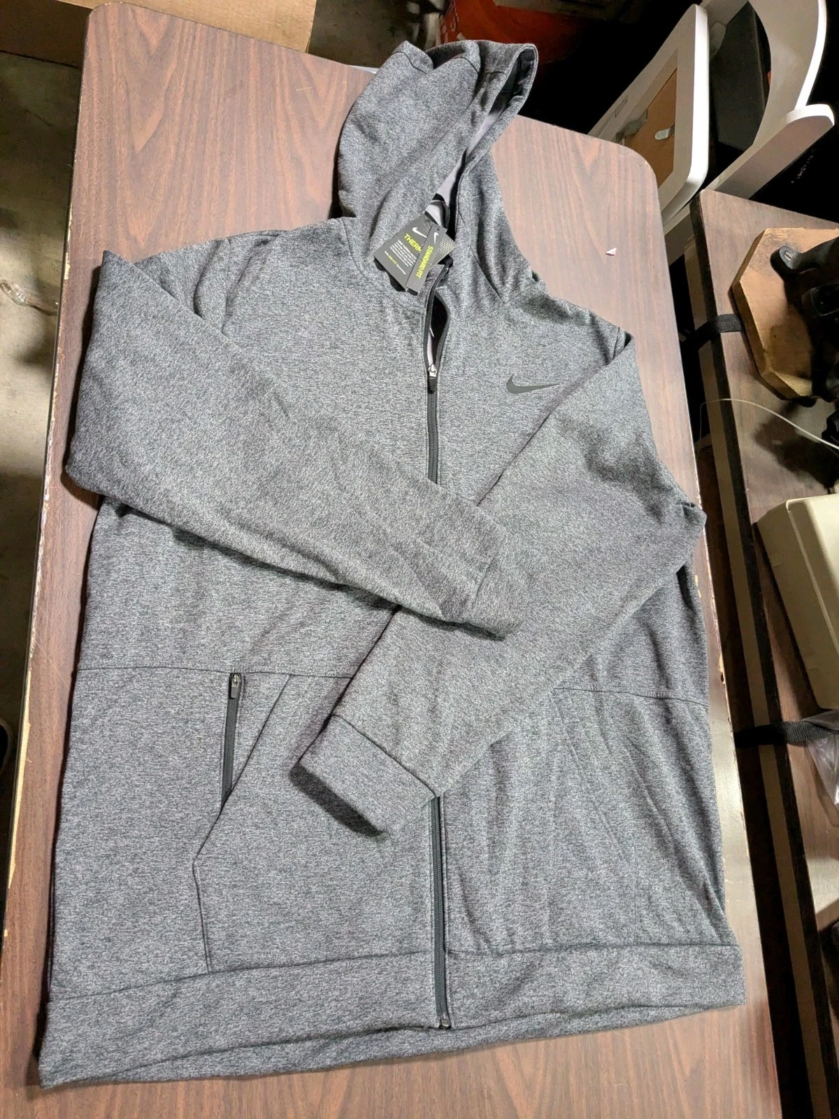Men's Thermal Standard Fit Grey Nike Full Zip Hoodie. Size 2XL Tall. NWT