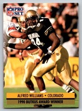 1991 Pro Set - Award Winner Alfred Williams #35 Grey box on back (RC)
