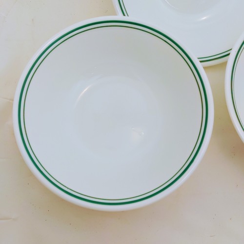 3 Corelle Rosemarie / Cafe Green Soup Cereal Bowls Two Green Rings 6 1/4" - Picture 2 of 7
