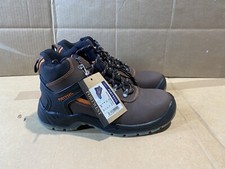 SAFETY BOOTS STEEL TOECAP + MIDSOLE STYLISH BROWN LEATHER BY PORTWEST FW69  Uk8