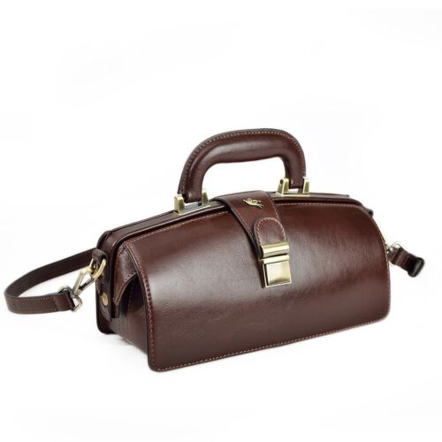 Erivis Women Brown Leather Doctor Bag Vintage Style Adjustable Shoulder Strap - Picture 10 of 32