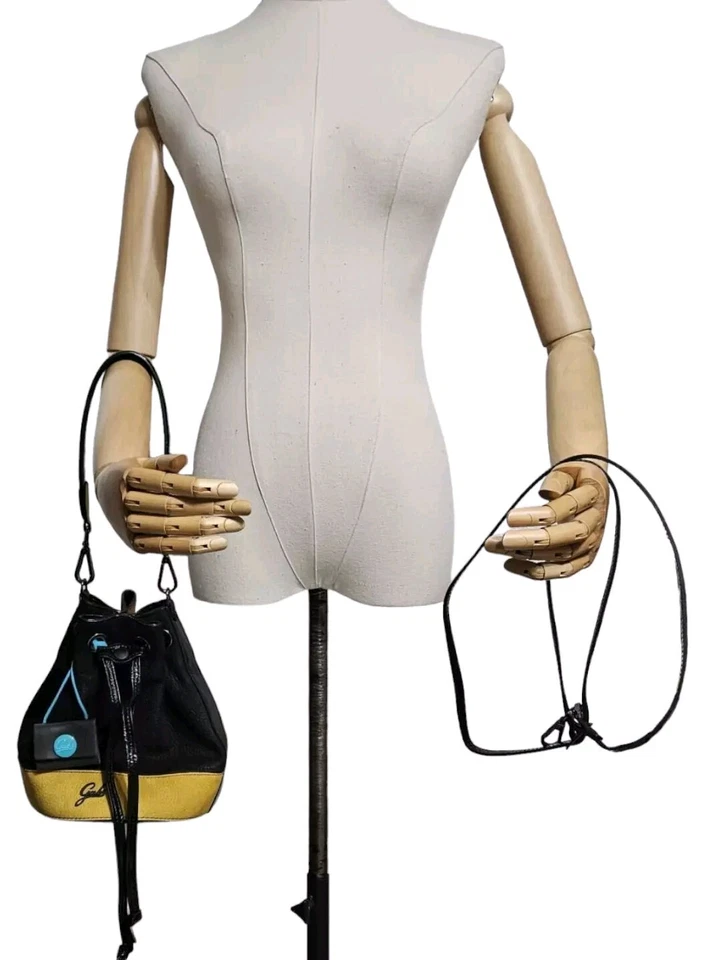 GABS Fashionabl Italian Leather Ball Bag with Shoulder Handle Black/Brown/Yellow - Image 2 of 4