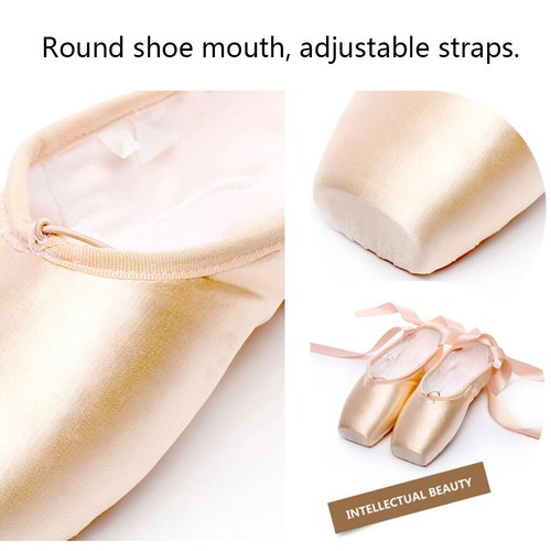 Rosa Profi Spitze Ballett Tanzschuhe Satin mit Zehenpolster schwarz Frauen Männer - Bild 10 von 18