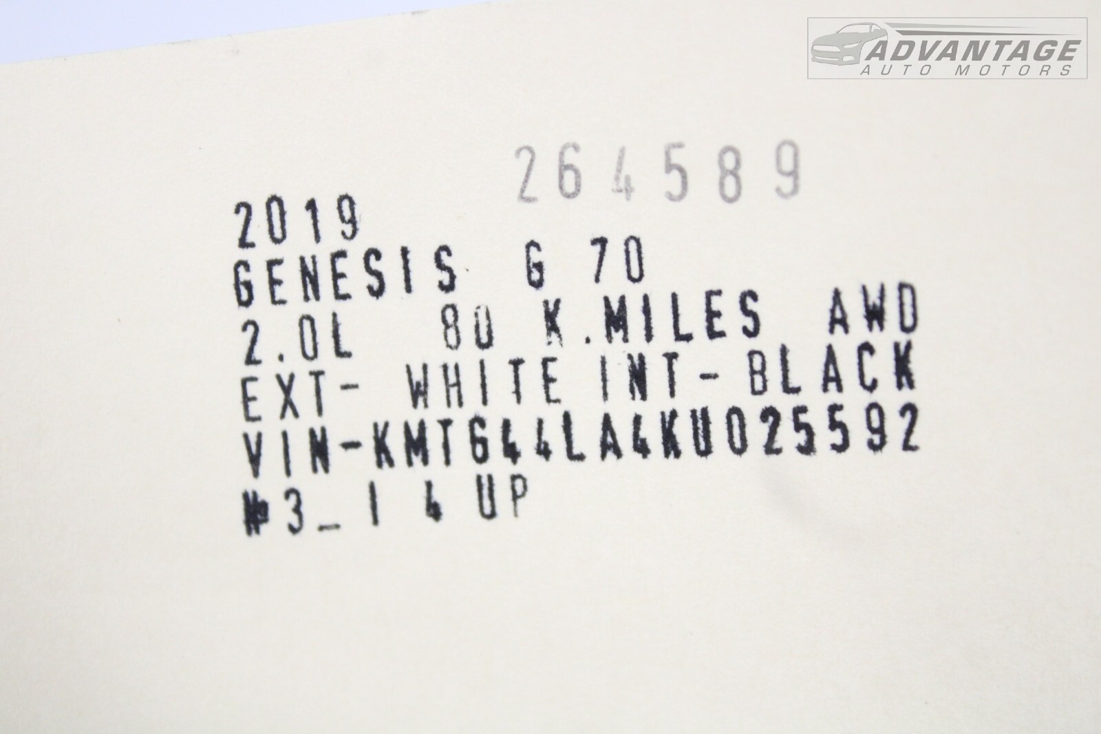 2019-2023 GENESIS G70 2.0L ENGINE WATER COOLANT INLET HOSE LINE PIPE TUBE OEM