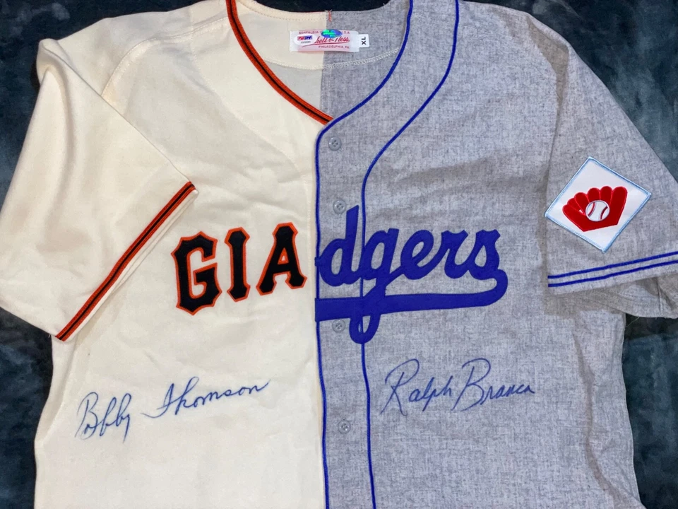 Thomson & Branca "Shot Heard 'Round the World" Signed Mitchell & Ness Jersey PSA - Image 3 of 4