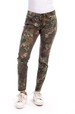 MINI FLARED CAMOUFLAGE MUSTER KHAKI LOOK DAMEN JEANS VON BLUE MONKEY B WARE NEU