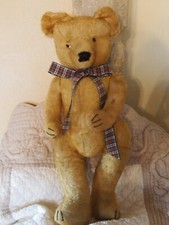 OURS JONATHAN CREME MUSEAU BRODE SA TETE TOURNE GRIFFES NOIRES AUX PATTES 50CM 