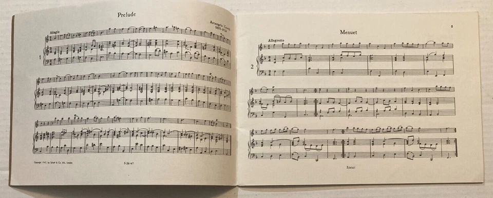 11 Pieces for TREBLE RECORDER & PIANO Arcangelo CORELLI sheet music Schott 3757a - Image 2 of 4
