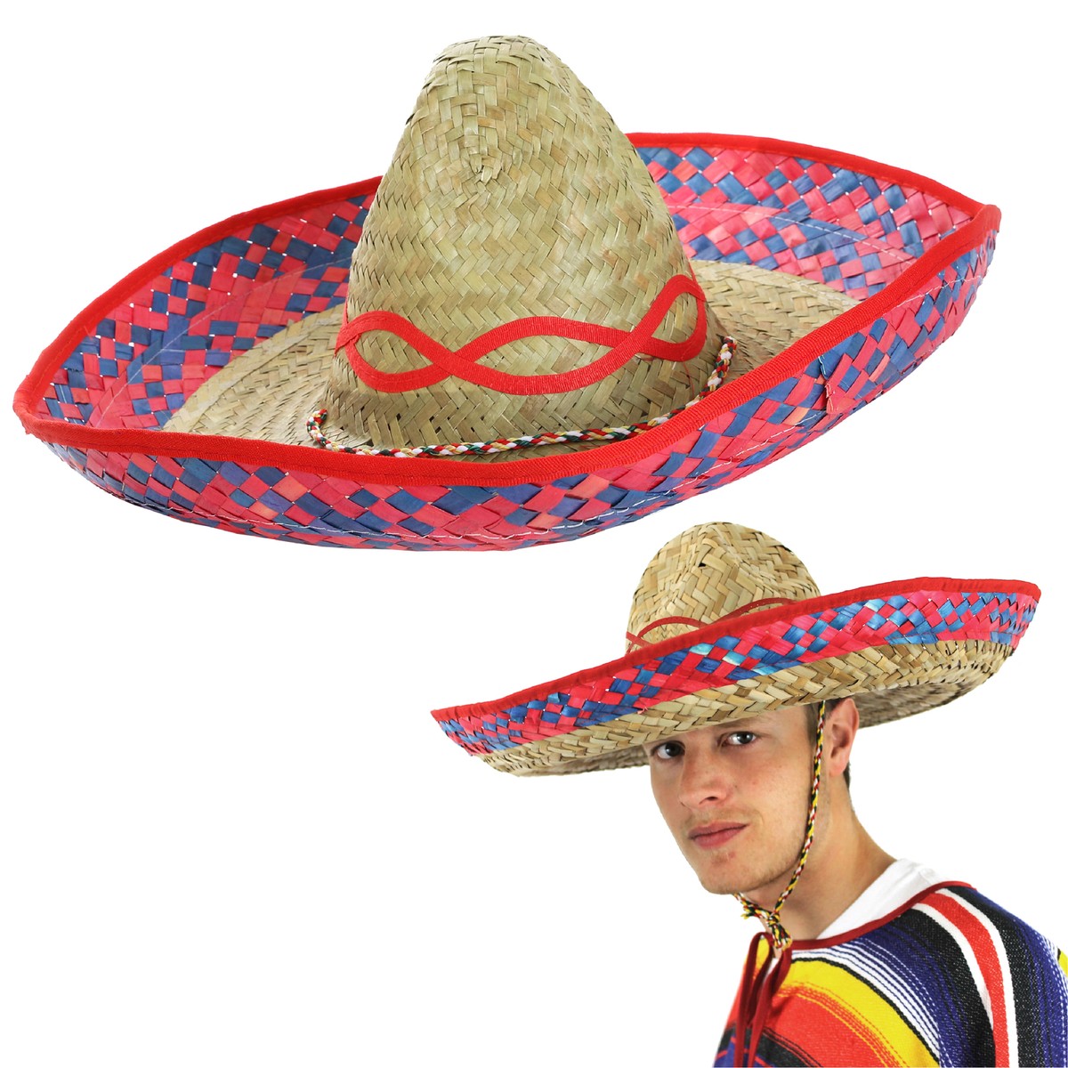 MEXICAN RED SOMBRERO HAT UNISEX FANCY DRESS COSTUME ACCESSORY HEN NIGHT  PARTY