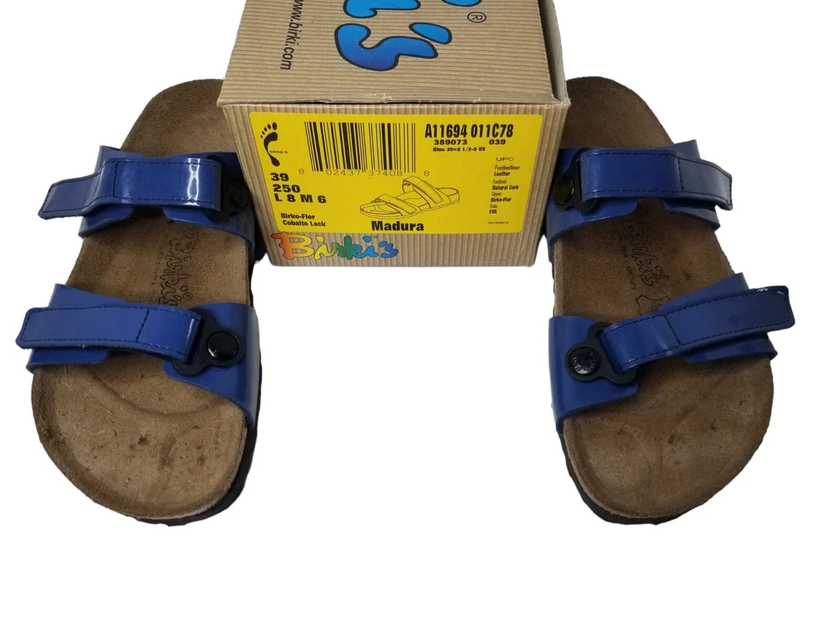 Birkenstock Birki s Madura Blue Leather Two Strap Sandals Flat Size 39 US 8.5 9