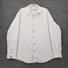 Tasso Elba Dress Shirt Men XL 17-17.5 White Dobby Supima Cotton Allover Collared
