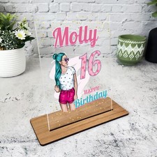 16th Birthday Gift Cool Girl Teenager Custom Personalised Gift Acrylic Plaque
