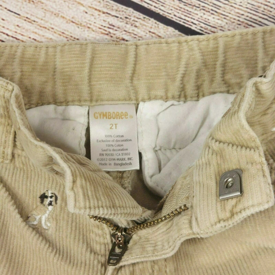 Pantalones de invierno para niños Gymboree bordados perros pana unisex pantalones 2T beige Foto 4 de 4