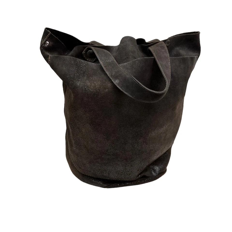 Gianni Chiarini Bolso Cubo Cartera Cuero Gamuza Interior Cremallera Bolsillo Metálico Marrón Foto 2 de 4