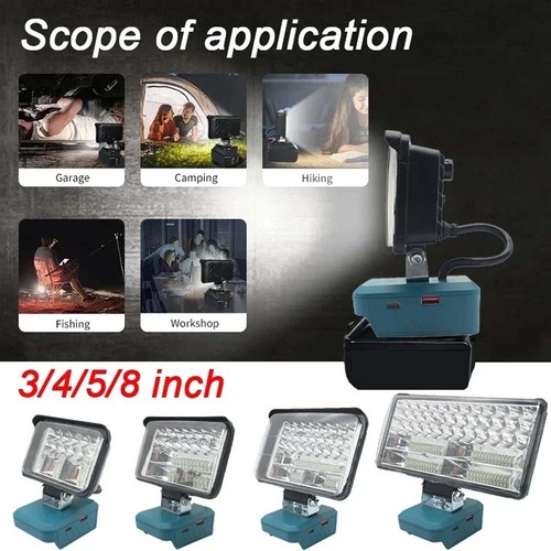 For Milwaukee Makita 18V LED Flood Work Light Dual USB Ports Job Site Tool - Picture 3 of 27