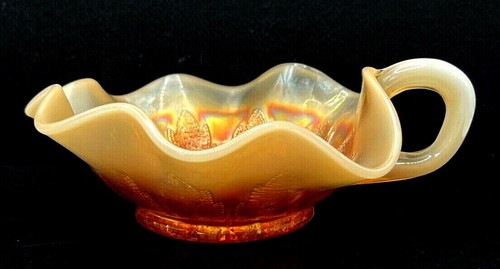 1920'S PEACH OPALESCENT.. CARNIVAL GLASS BOWL WITH HANDLE, 16.5X4 CMS - Picture 4 of 7