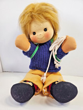 VTG WALDORF STYLE CAMPING DOLL WITH CLOTHES AND ACC. CLOTH BODY & FACE