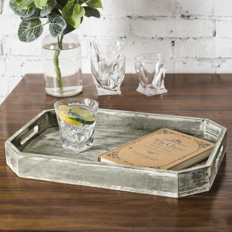 Gray wood on sale serving tray