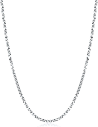 18K Real Gold over 925 Sterling Silver Chain Necklace for Women, 1.5Mm/2Mm Silve