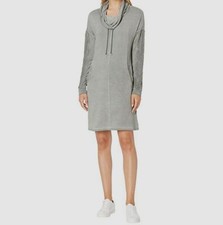 $88 Tribal Women's Gray Long Sleeve Funnel Neck Lace Paneled Dress Size Small