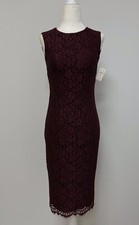 DOLCE & GABBANA NWT $1,845 Women's Dress Sheath Lace Sleeveless Maroon Size 38
