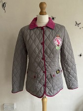 Bnwot Paul's Boutique Grey Pink Quilted Cord Logo Jacket Medium 10