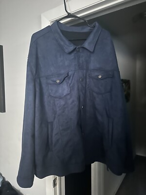 Manfinity Big Men s Suede Trucker Jacket-Deep Blue -Sz 4x *NEW*