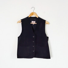 Vintage Black Suede Satin Back Waistcoat Sz S/m Cowgirl Western Festival